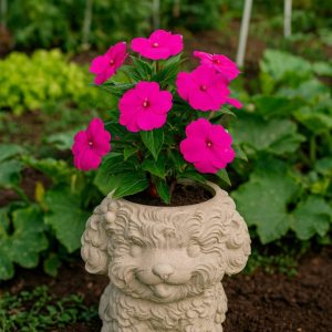 עציץ בצורת כלב + פרחים שתולים