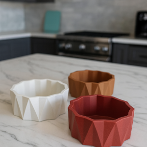 סט שלוש קערות יהלום מבטון פולימרי