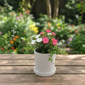 כלי מבטון פולימרי כולל שתילת פרחים