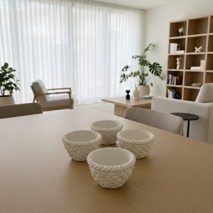 סט ארבע קעריות צמה מבטון פולימרי